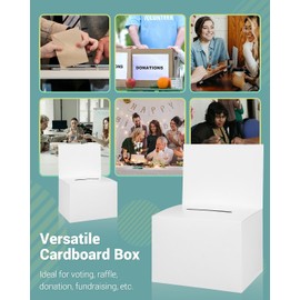 Uniclife - Paquete de 6 urnas con ranuras para sugerencias de donación para recaudación de fondos, caja de cartón blanco con cabecera extraíble para tarjetas de recolección de votación empresarial