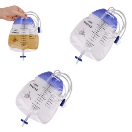 Catheter Bag, Urine Bag, 1500 ml, Urinal Bag, Disposable Urine Bag, Urine Bag for Men and Women, Urine Collection Bag, Drainage Bag, Extension Tube for Anti-Reflux Drainage Bag, Bag T, Pack of 2