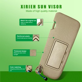 Left Driver Side Sun Visor for Honda CRV 2017 2018 2019 2020 2021 2022 Replace 83280-TLY-H11ZB with Vanity Light/with Makeup Mirror (Beige)