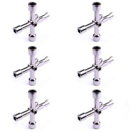 4 in 1 Alloy Triangle/square 4 Way Service Utility Cross Triangle/square Keys for Train Electrical Elevator Cabinet Valve … (6pcs 4 way wrench key)