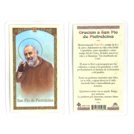 Oracion a San Pio de Pietrelcina Spanish Laminated Prayer Cards Pack of 25