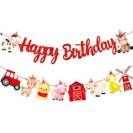 Farm Birthday Party Decorations Red Farm Happy Birthday Banners Farm Animal Party Decorations for Farm Barnyard Birthday Party Barn Theme Baby Shower Supplies