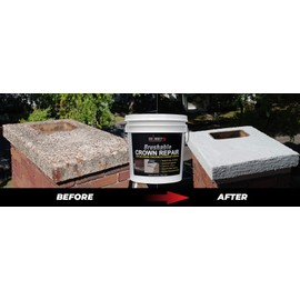 ChimneyRx 300014 Brushable Chimney Crown Repair – Elastomeric & Waterproof Coating for Crowns & Masonry - Fast-Setting & Long-Lasting Protection Crack & Leak Prevention - 1 Gallon