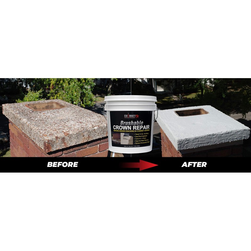ChimneyRx 300014 Brushable Chimney Crown Repair – Elastomeric & Waterproof