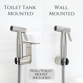 SassyAstra Handheld Toilet Bidet Sprayer — Adjustable Water Pressure, with Hose, Feminine & Pet Wash Kit, Bathroom Hygiene Attachment for Cloth Diaper Cleaning (Easy to Install, Stainless Steel)2Pack