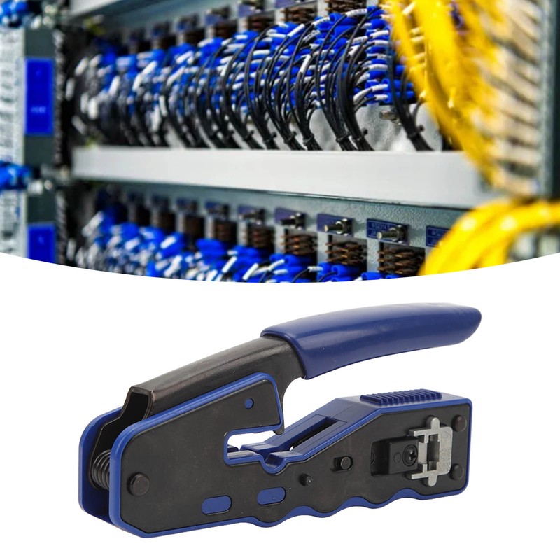 RJ45 Crimp Tool Pass Through Crimper with RJ45 Cat6 Crystal