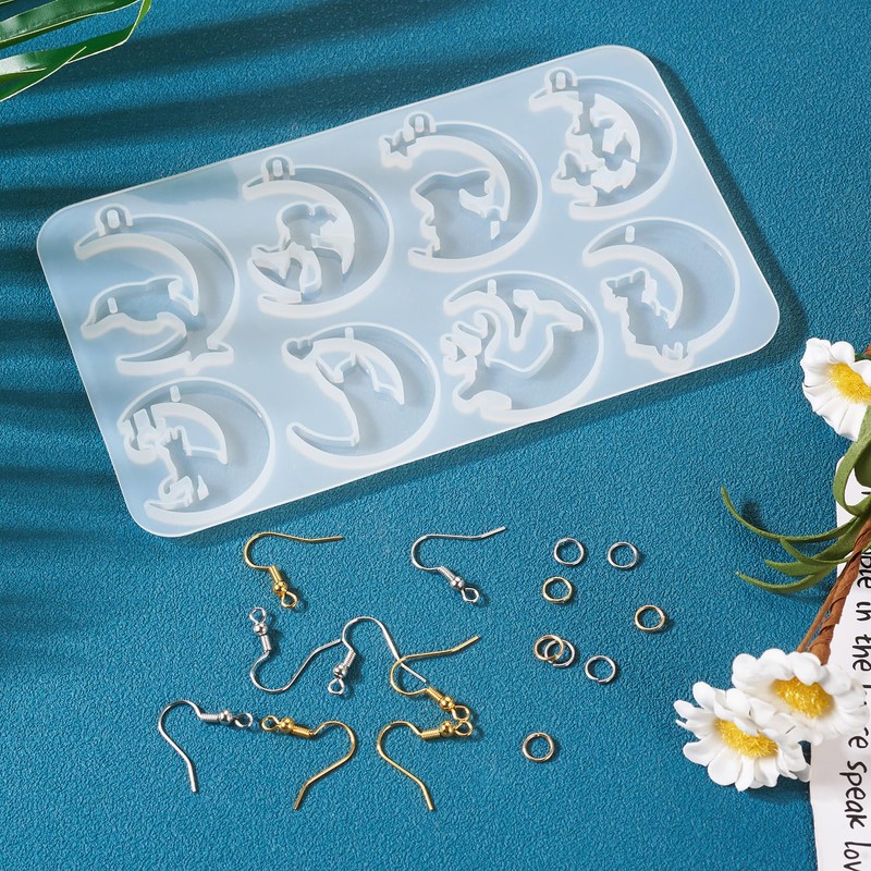 Handship 141pcs Resin Earring Mold Kit Assorted Animal Moon Pendant