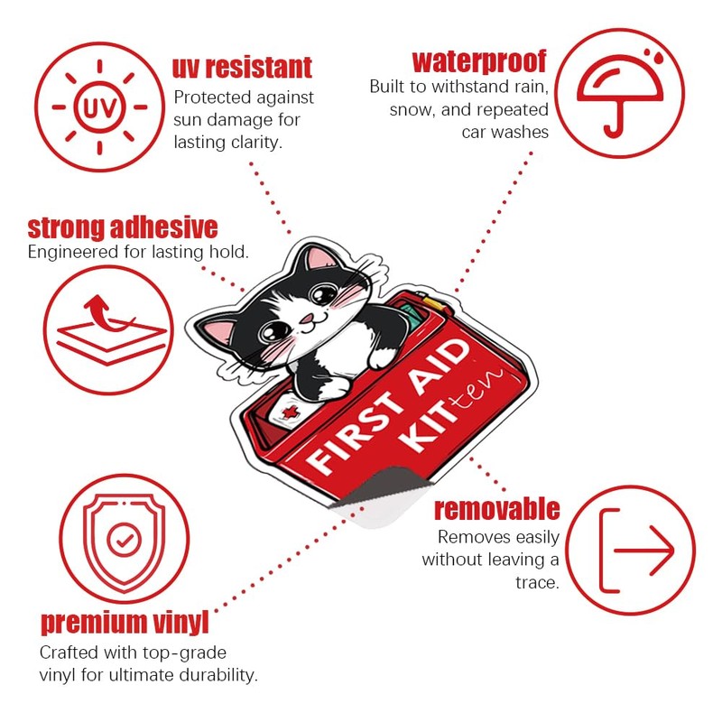 Adorable First Aid Decals (4 Pcs), 4 Inches – Strong