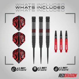 RED DRAGON Darts - Professional Player - Jonny Clayton Hiraeth 23g - 90% Tungsten Steel Tip Dart Set with Dart Flights and Dart Shafts