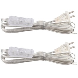AdiyZ 2 Pack Clear Lamp Cord with On/Off Button Switch, 8 Feet Length Silver Replacement Lamp Cords for Lamp Repair Fix DIY Project, Rewire Electrical Cable Cord with Plug, SPT-1,18 AWG