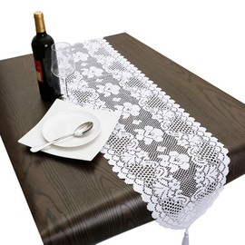 mookaitedecor Lace Table Runner for Kitchen, Rectangle Table Cloth Table Decoration Cloth for Party, 33 x 150 cm