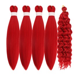 Braiding Hair Pre stretched Red Boho Braids Curly Deep Wave Crochet Braids Ez Braid Prestretched Hypoallergenic Braiding Hair Knotless Itch Free