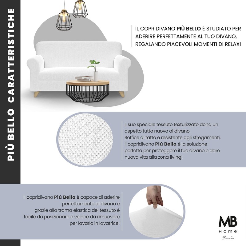 Italian Bed Linen Più Bello bielastic Sofa cover White, 1