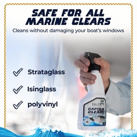 Salty Captain Clears Clean & Polish Kit – Isinglass Cleaner & Boat Polish – 16.9oz Cleaner, 16.9oz Polish & 5 Microfiber Towels – Restores Clarity & Shine to Strataglass, Polyvinyl & Marine Clears