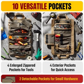 The Ryker Roll Up Tool Bag Organizer Gifts for him Heavy Duty Motorcycle Tool Roll Bag Organizer Portable Rollup Toolbag w/Accessible Pouches - Mens gifts for Dad, Mechanic & Electrician (AP-TR)