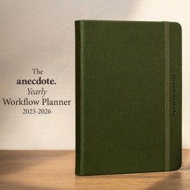 Anecdote 2025-2026 Planner: 52 Week Daily Planner, Yearly, Monthly & Weekly Workflow for Planning Your Success – Vegan Leather Hardcover, Start Anytime & Achieve your Goals - Olive Green