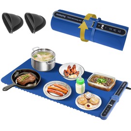 Upgraded Food Warming Mat – Heats in Just 10s, 9 Adjustable Temps, 6-Hour Auto Shut-Off, Child Lock Safety, Foldable & Portable – Perfect for Buffets, Parties & Daily Use (32 * 15,Blue)