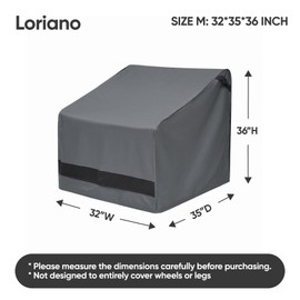 loriano Patio Chair Covers Waterproof Outdoor Furniture Chair Covers 600D Heavy Duty Fit as Lawn Lounge Deep Seat(2 Pack,Grey, Median)