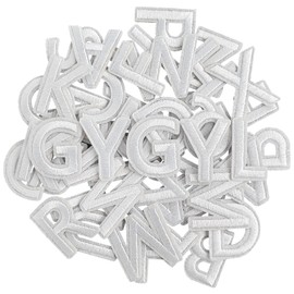 GYGYL 104 Pieces Iron on Letter Patches, Embroidered A-Z Letter Patches for Clothes, Dress, Hat, Socks, Jeans, DIY Accessories-1.5 Inch White