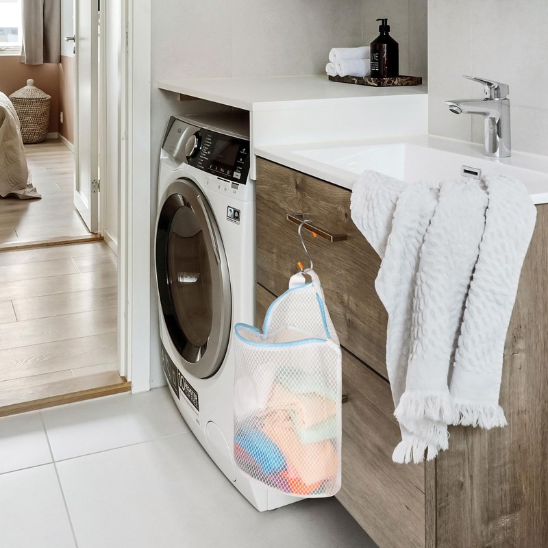 3Pcs Hanging Laundry Bags for Socks with S Hooks, 12