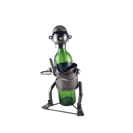 Wine Bodies Baseball Player Metal Wine Bottle Holder, Charcoal