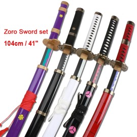 Roronoa Zoro Swords 104cm Handmade Katana Japanese Anime Cosplay Sword Shusui Enma Kitetsu Free Sword Holder and BeltColor: A5 Doctor Luo Rad