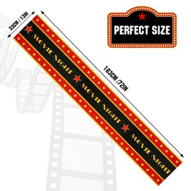 JOINSI 2 Pcs 13 x 72 Inch Movie Night Table Runner Movie Theater Tablecloth Decor for Movie Themed Birthday Party Supplies (Movie Night)