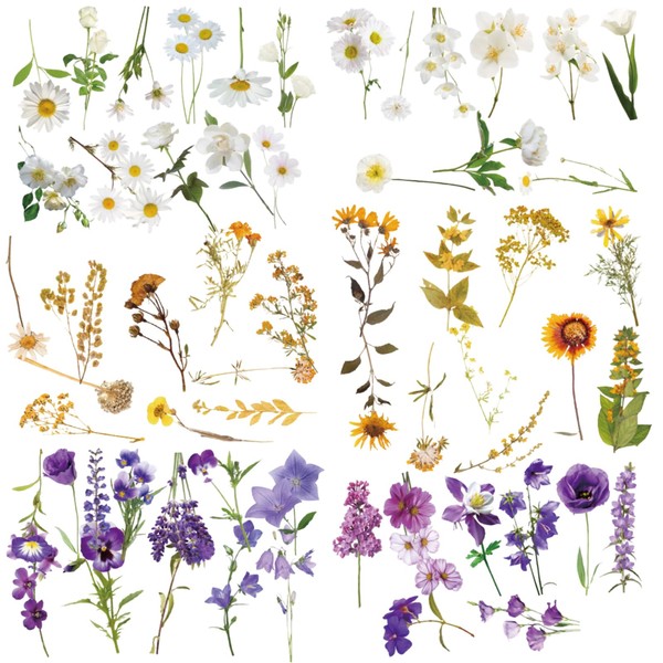 Tiny Scrapbook Flower Plant Stickers, 120Pcs Crafting Accessories Card Making