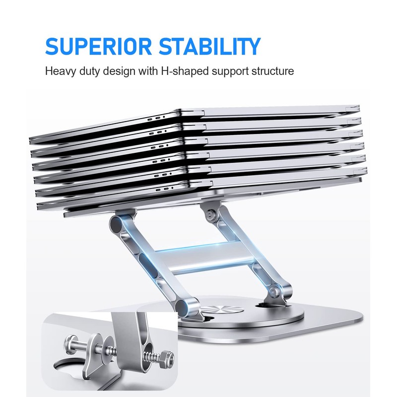 AOEVI Adjustable Laptop Stand with 360 Rotating Base, Stable Computer