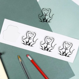 4 x Small 50mm 'Cute Dinosaurs in Love' Transparent/Clear Sticker Decals for Windows/Cars/Walls (DC00134316)