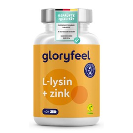 L-Lysine 400 Capsules - 1000 mg L Lysine HCL/Day - From Vegetable Fermentation - Essential Amino Acid with Zinc for Your Immune System * - Vegan, Laboratory Tested, No Additives