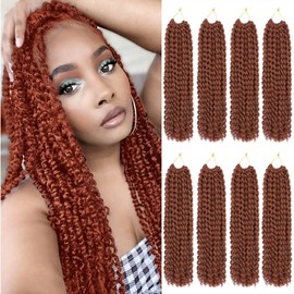 Long Passion Twist Crochet Hair for Black Women 18 Inch Passion Twist Hair 8 Pack Water Wave Crochet Hair for Butterfly Locs Curly Crochet Passion Twist Braiding Hair Extensions 350#