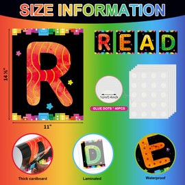 COCHIE Reading Posters for Classroom Decorations, Library Reading Corner Decor, Read Signs Poster Bulletin Board Set of 4, Pre-k Preschool Kindergarten Classroom Wall Decoration (Black)