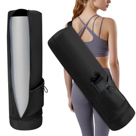 Aucuu Yoga Mat Bag, Yoga Mat Carrier with Pockets Watreproof, Yoga Mat Bag Large with Adjustable Carry Strap, Bottle Pocket and Wet Compartment, Yoga Mat Carry Bag, Gym Pilates Bag for Women Men