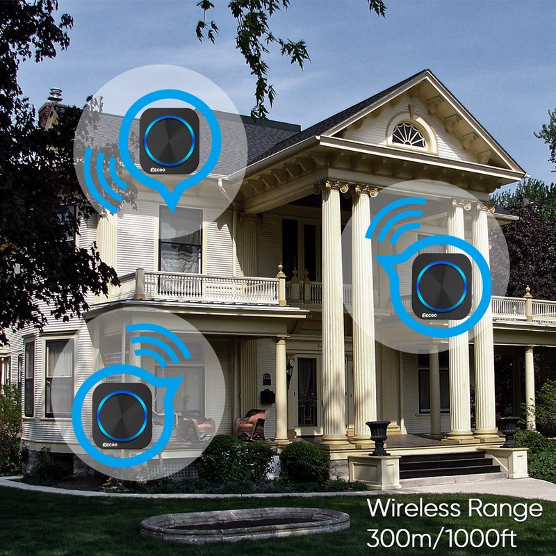 Wireless Doorbell, EECOO Wireless Bell Waterproof Set, Wireless Doorbell, 58