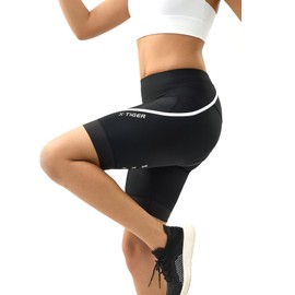 X-TIGER Women's Cycling Shorts Padded Cycling Shorts Women's Cycling Shorts Quick-Drying Elastic Breathable, black