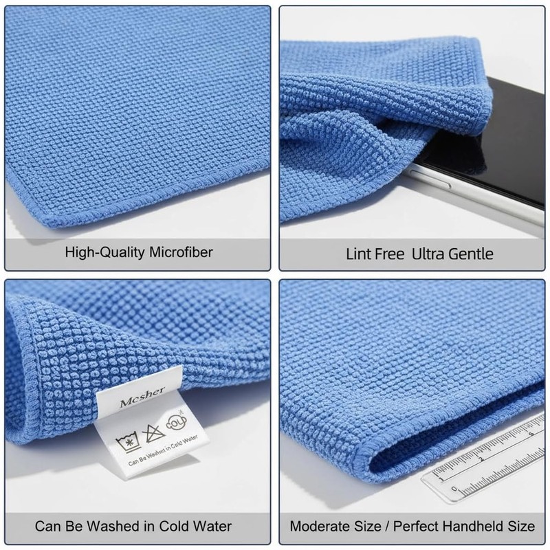 Mcsher Microfiber Cleaning Cloths - 6 Pcak, Blue, 6"x 7"