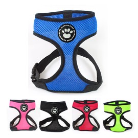 PaddingPaws Waterproof Soft Mesh Fabric Dog Puppy Pet Adjustable Harness Lead Leash Clip (S, Blue)