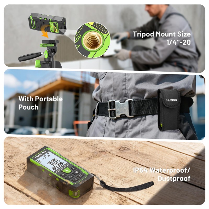 Laser Measuring Tool 3-in-1, Huepar 165 Ft Laser Measure & 33