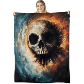 Skull Blanket for Kids Adults, Skull Gifts Flannel Throw Blanket, Skull Decor Lightweight Warm Soft for Sofa Couch Bed Living Room Office 60" x 50"