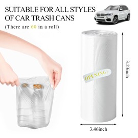 Yourkar 2Packs Trash Liner Refills (60 Count), Watertight Thickened Mini Trash Can Bags, Transparent Desktop Trash Bin Liners Garbage Bags for Cars Office Home, Car Accessories