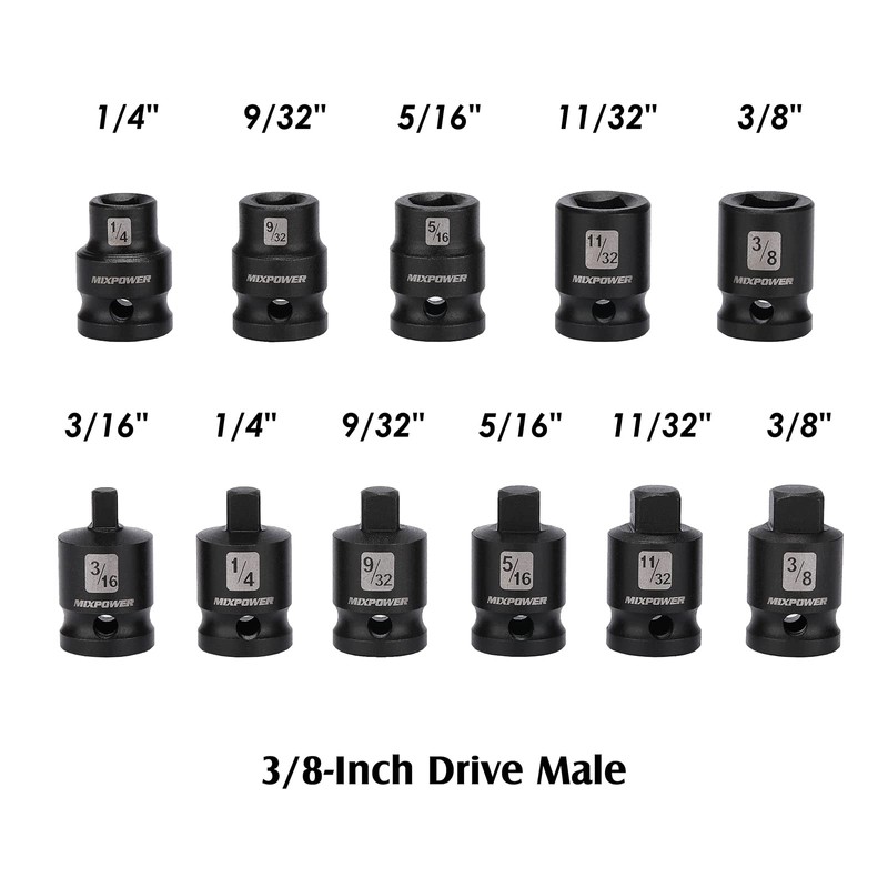 MIXPOWER 11 Pieces 3/8-inch Drive Pipe Plug Socket Set, SAE,