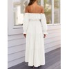 ZESICA Women's 2025 Boho Sexy Off Shoulder Long Sleeve Smocked