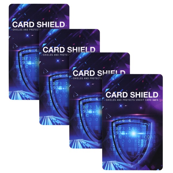 RFID Blocking Card NFC Bank Debit Credit Card Protector Entire Wallet Shield Identity Theft Prevention Portable Slim Design Passport Protector Blocker (4 Pack, Purple)