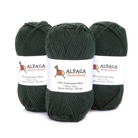 100% Pure Wool Yarn Superwash Set of 3 Skeins (150 Grams) DK Weight - Sourced Directly from Peru - Heavenly Soft and Perfect for Knitting and Crocheting (Forest Green)