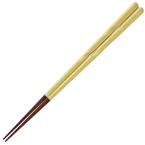 PINGTO 147139 Wakasa Painted Chopsticks, Dishwasher Safe, Stylish, Natural Wood, Tip Angle, 9.1 inches (23 cm), Lino, Yellow, Made in Japan