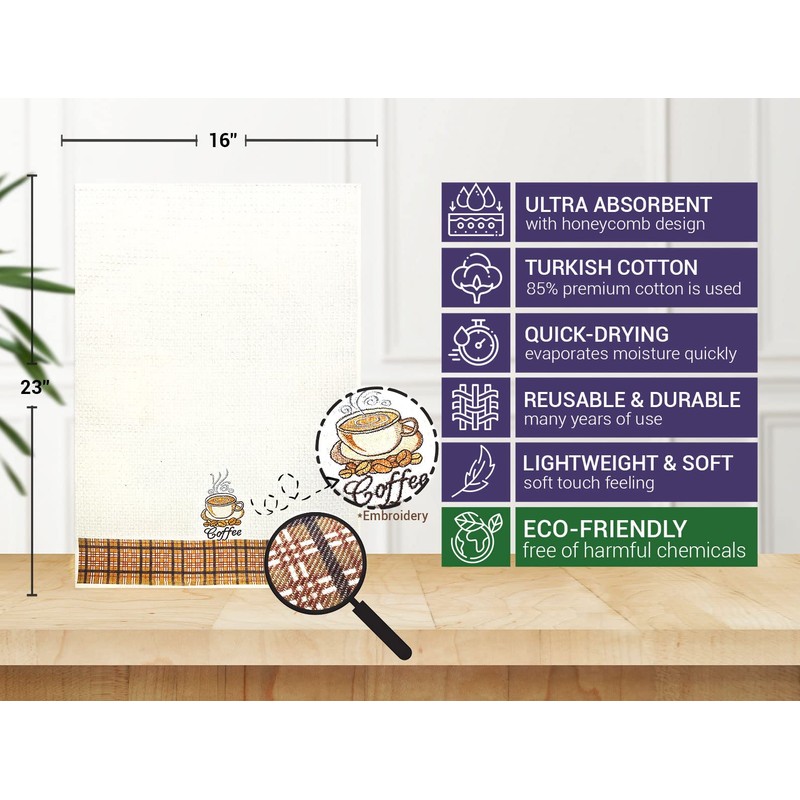 Lavien Home, Kitchen Tea Towels, Coffee Decorative Tea Towels (Set