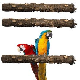 PINVNBY Bird Perch Nature Wood Prickly Parrot Stand Toy Branch Platform Paw Grinding Stick for Small Medium Birds Cockatiel Parakeet Conure Cage Accessory Pack of 3