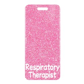 Respiratory Therapist Badge Buddy Card Holder Glitter Pink Badge Buddies Reel Bling Medical ID Name Cards for Nursing Student Work Nurse Accessories Hospital Vertical Identification Tags