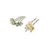 2pcs Jade Flower Hair Pin Decorative Hair Clips Tassel Pearl
